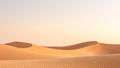 Desert Landscape at Sunrise with Rolling Sand Dunes