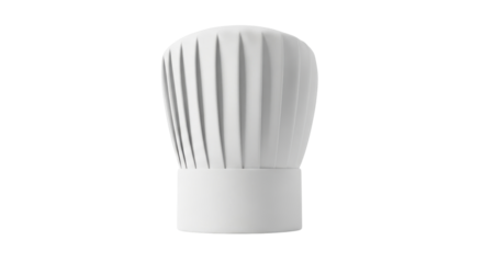 Professional white chef's hat for a cook or culinary professional isolated PNG with Transparent Background