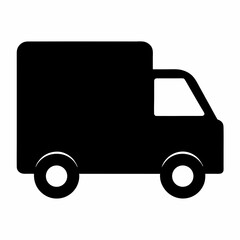 Silhouette icon of a delivery truck, simple illustration for logistics needs