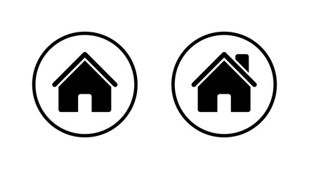 Fototapeta premium Home, homepage icon in circular outline. House, building, and real estate symbol