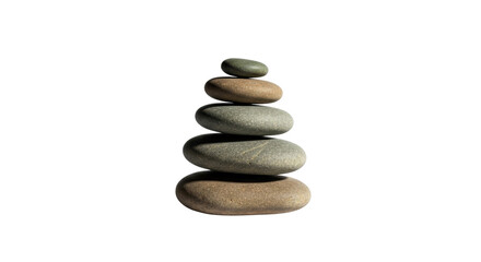 Balanced stack of smooth zen stones for spa and wellness isolated PNG with Transparent Background