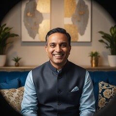 Smiling man in waistcoat, portrait, professional headshot, indoors