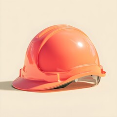 Fototapeta premium Orange hardhat shines with studio light. Safety equipment for construction. Mockup, branding, posters.