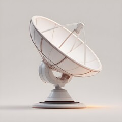 White geometric satellite dish has grid texture with warm, bright studio lighting. Great for technology visuals, digital art, and minimalist templates.
