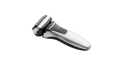 Modern silver electric shaver for men's daily grooming isolated PNG with Transparent Background