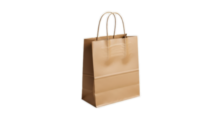 Brown kraft paper shopping bag with handles isolated PNG with Transparent Background