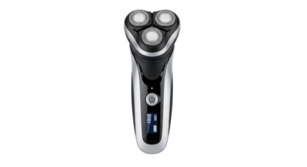 Modern electric rotary shaver for men's personal grooming isolated PNG with Transparent Background