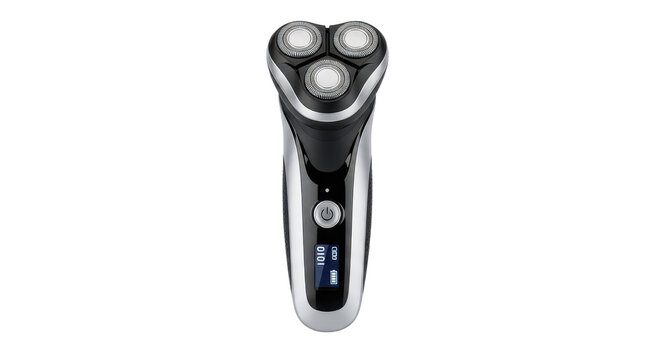 Modern electric rotary shaver for men's personal grooming isolated PNG with Transparent Background