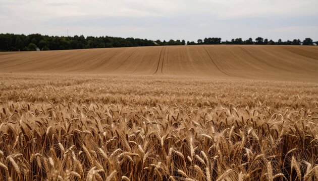 Golden Wheat Field Under a Cloudy Sky