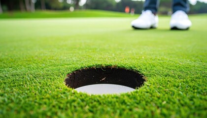 Golf Putting Green Hole Close Up