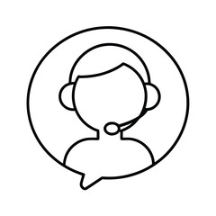customer service chat bubbles vector line art on white background