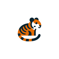 Minimalist Tiger Cub Adorable Vector Illustration