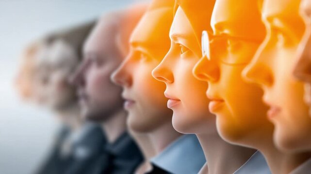 Evolving Perspectives: A collection of diverse individuals, seen in profile, showcases the progressive transformation of thought.