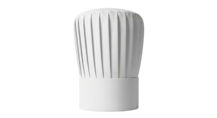 Classic white pleated chef hat for culinary professionals isolated PNG with Transparent Background