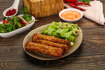 Fried Vietnamese spring roll with special sauce