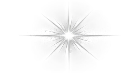 Obraz premium Bright white starburst light effect isolated on transparent background