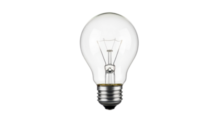 Classic incandescent light bulb for idea and innovation concepts isolated PNG with Transparent Background