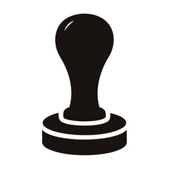 Simple black and white illustration of a hand stamp with a bulbous top