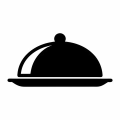 Fototapeta premium Simple black vector drawing of a covered food platter or tray