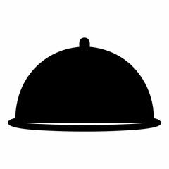 Fototapeta premium Elegant black and white silhouette illustration of a serving platter cover