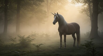 Mystical Dawn: Unicorn in the Mist