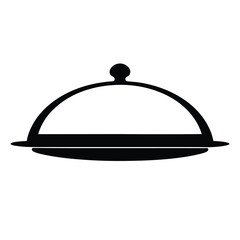 Obraz premium Black and white illustration of a covered serving platter with handle