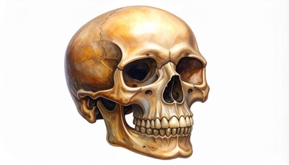 Naklejka premium Detailed Anatomy Illustration of a Human Skull Bone Structure in White Background