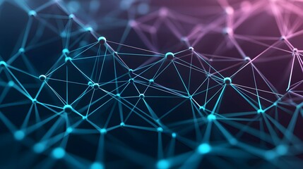 Obraz premium The image displays a network of connected nodes with blue and pink hues, suggesting a complex system or data visualization with a strong emphasis on connectivity.