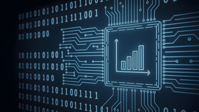 Digital growth chart, business data analysis and tech concept
