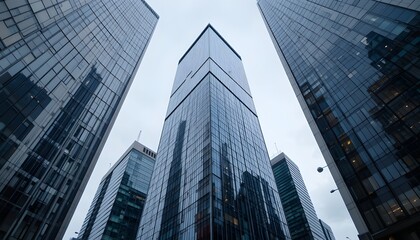 Fototapeta premium Skyscrapers with Glass Reflections – business, architecture.