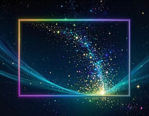 Obraz premium Cosmic frame with glowing particles