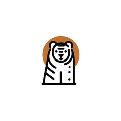 Obraz premium Modern Cartoon Tiger Icon with Brown Circle Graphic