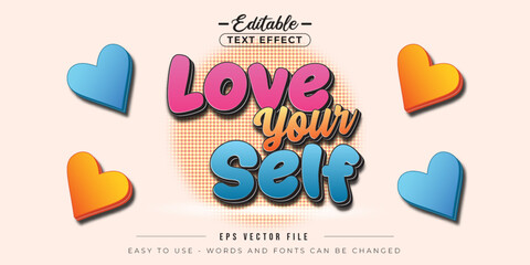 Editable text effect, elegant love your self text.