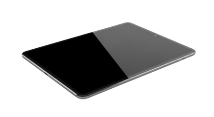 Modern black tablet computer for business and entertainment isolated PNG with Transparent Background