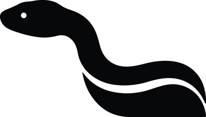 Vector simple cartoon snake reptile black silhouette illustrator