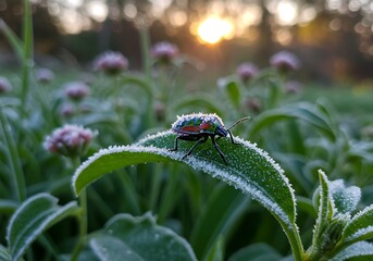 Frozen Dawn: Jewel Bug's Embrace