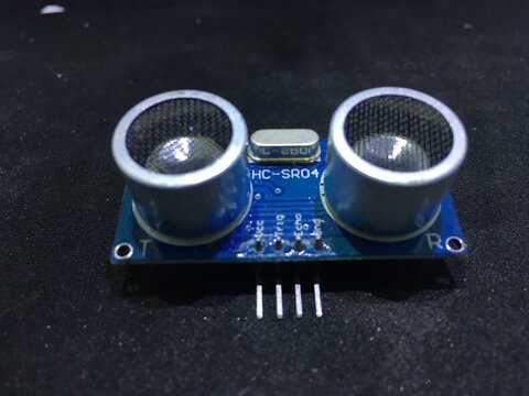 a close-up of view an HC-SR04 ultrasonic sensor