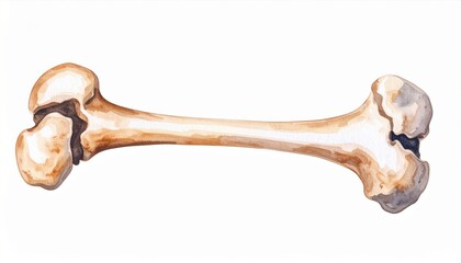 Watercolor Painting of Detailed Anatomical Bone Structure on White Background