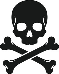 Danger symbol skull crossbones silhouette vector icon graphic sign warning danger hazard warning risk threat danger vector