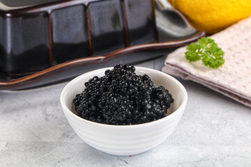 black sturgeon caviar in the bowl