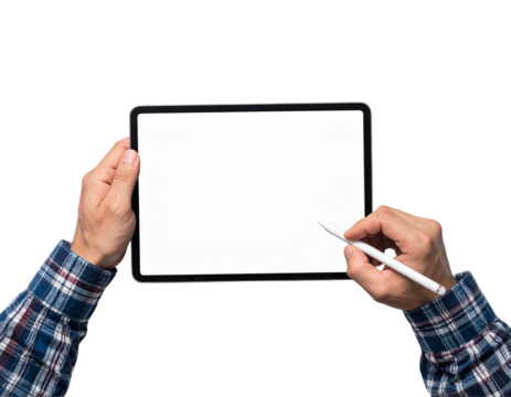App Developer Sitting at Desk with Laptop, Focused Front View, Isolated on Transparent Background
