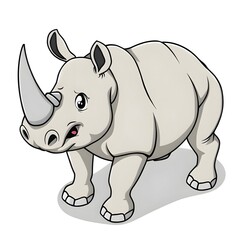 Fototapeta premium Cartoon rhinoceros isometric isolated with white background
