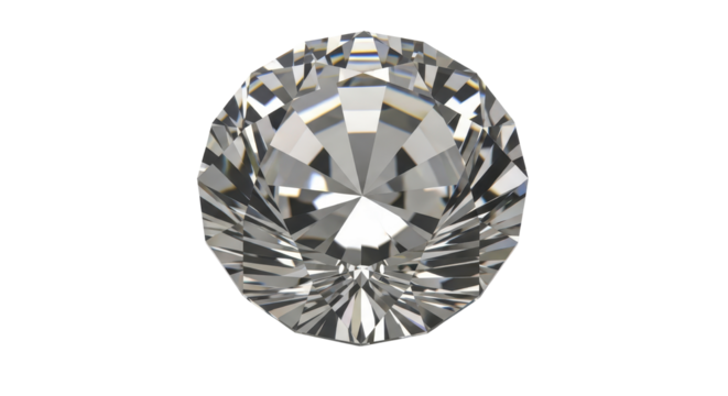Brilliant cut round diamond gemstone isolated PNG with Transparent Background