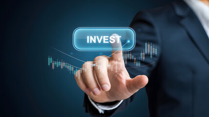 Businessman investing with a touch for financial growth today