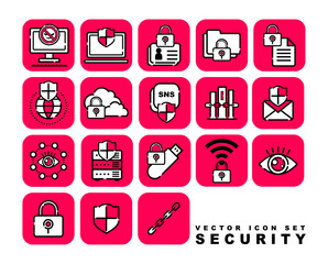 サイバーセキュリティ(情報保護)のベクターアイコンセット