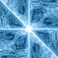 Abstract Ice Blue Fractal Pattern with Lines and Translucent Angular Shapes
