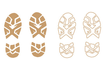 
Human footprint and shoe print silhouette vector icon set. Barefoot and boot prints collection. Steps, track, trail concept. Black isolated graphic elements. Walker