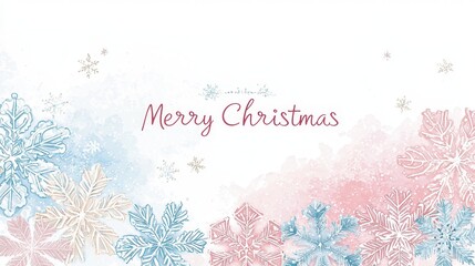 Elegant winter themed Christmas card with snowflakes and greeting
