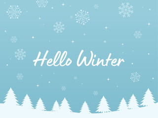 冬景色のバナー背景文字あり_ベクターイラスト