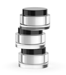 Blank frosted cosmetic jar with lid, isolated on a clean background. Perfect for showcasing skincare, beauty cream, moisturizer, lotion, or cosmetic product branding template. 3D render illustration.